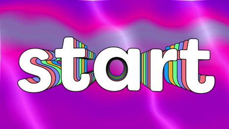 digital animation of start text against liquid texture purple background