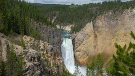 wide static shot upper yellowstone falls