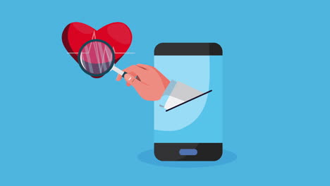 online health technology with smartphone animation