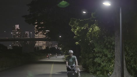 nighttime urban park bike path