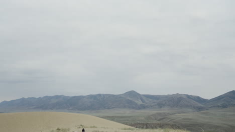 desert landscape with mountains and a person