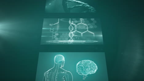 digitally generated video of glowing light spot and medical data processing