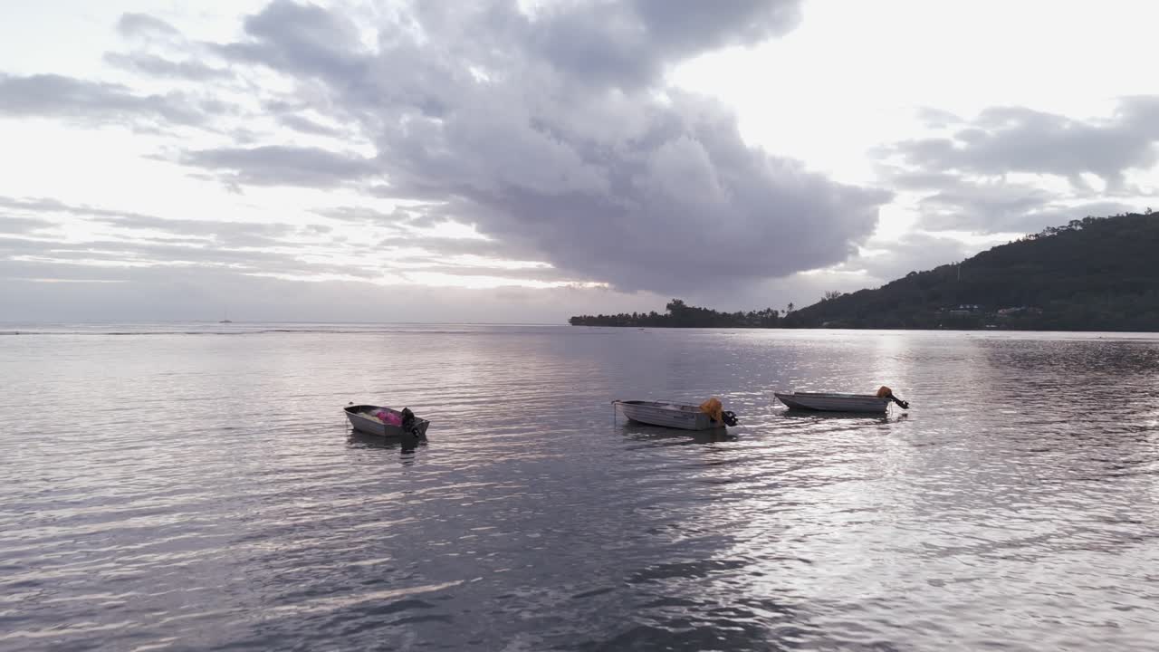 Fishing Boats at Sunset on a Tropical Island