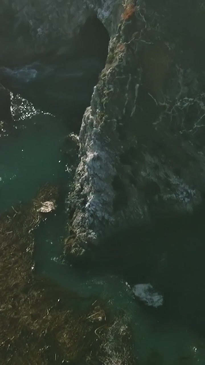 Aerial view of a beach in California during sunny weather