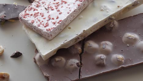 assorted chocolate bars with hazelnuts