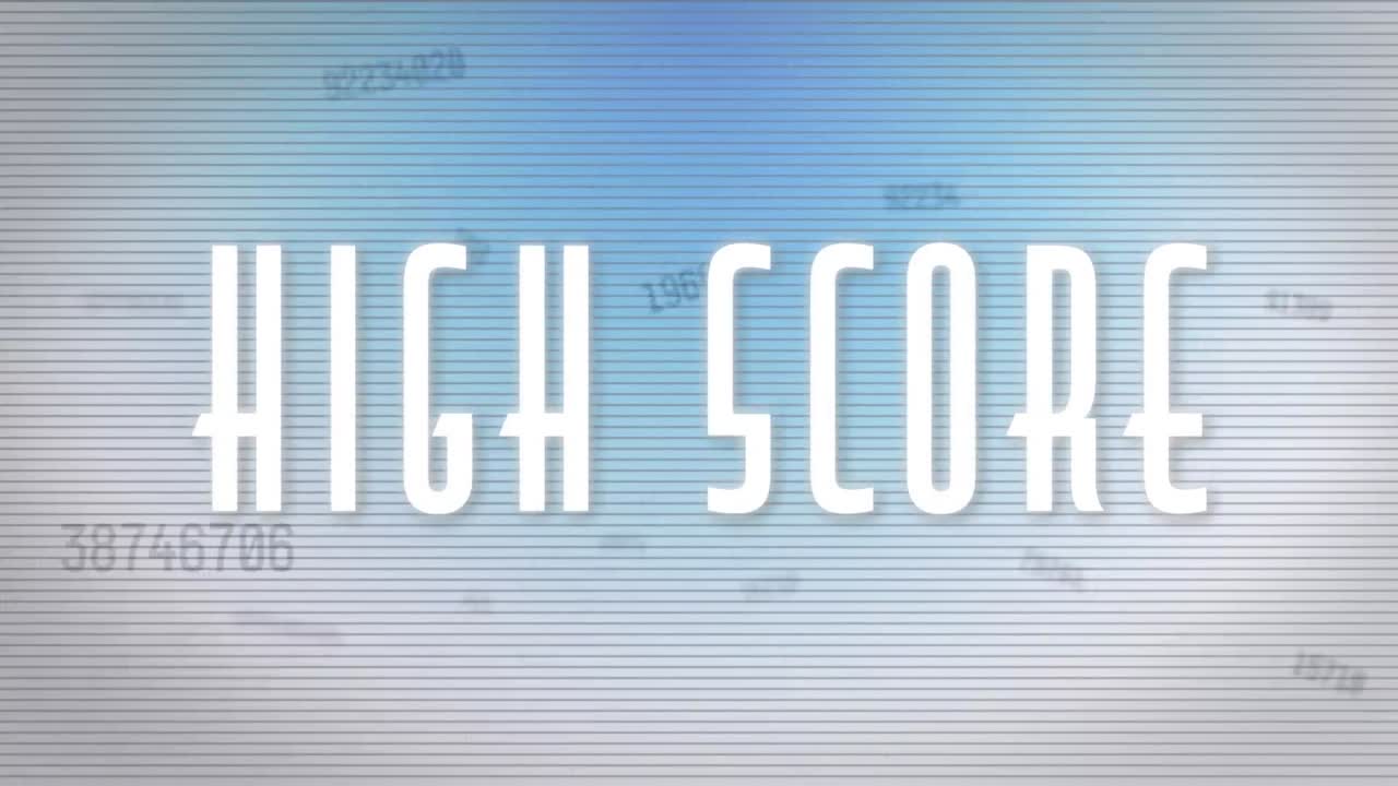 Animation of high score text over floating changing numbers