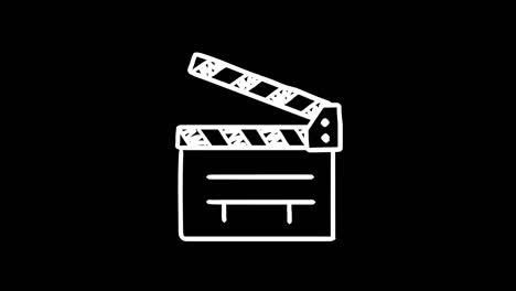 hand drawn animated movie clapperboard. frame by frame animation. alpha channel