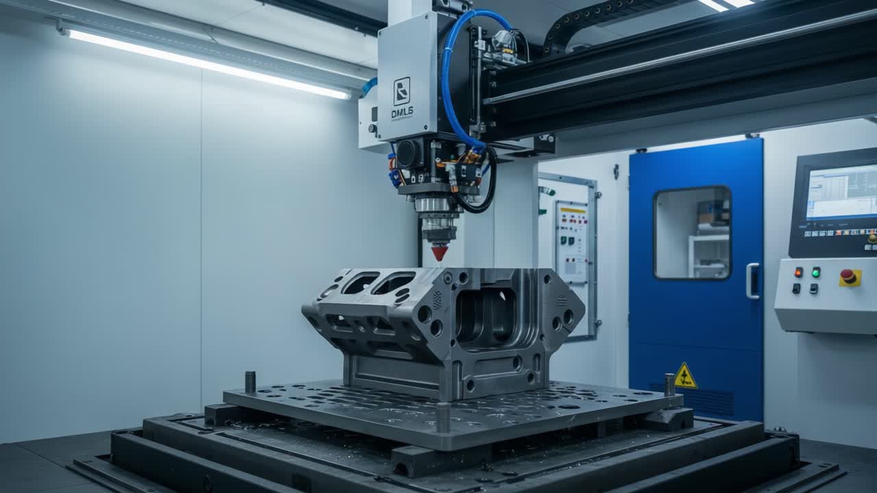 High-Precision Machining Process: Laser Cutting of a Metal Component in an Advanced Industrial Setting with Sparks Emitting from the Workpiece