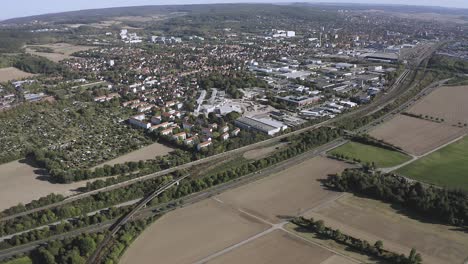 Drone-Aerial-Shot-of-Göttingen-in-Lower-Saxony,-Germany