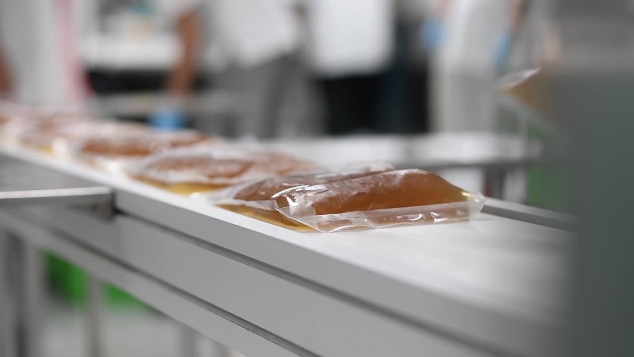 línea de producción de sopa o bebida en fábrica de alimentos