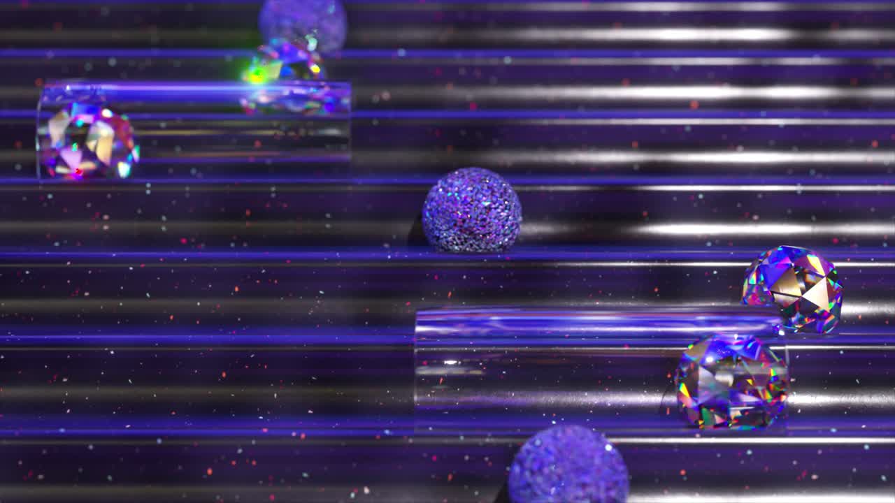 추상적인 3d 렌더링 기하학적 구성과 크리스탈 및 튜브