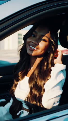 woman in car