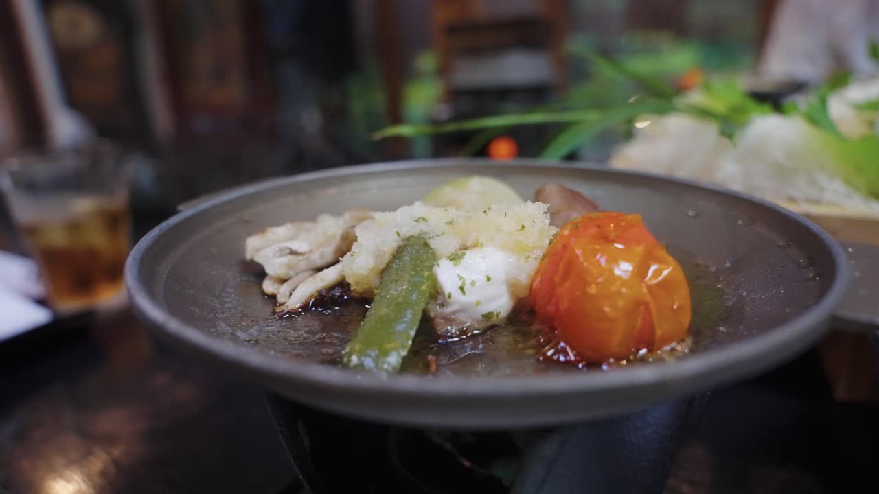 Japanese Gourmet Kaiseki, Fresh Vegetables and Japanese Tai (Red Sea-Bream)