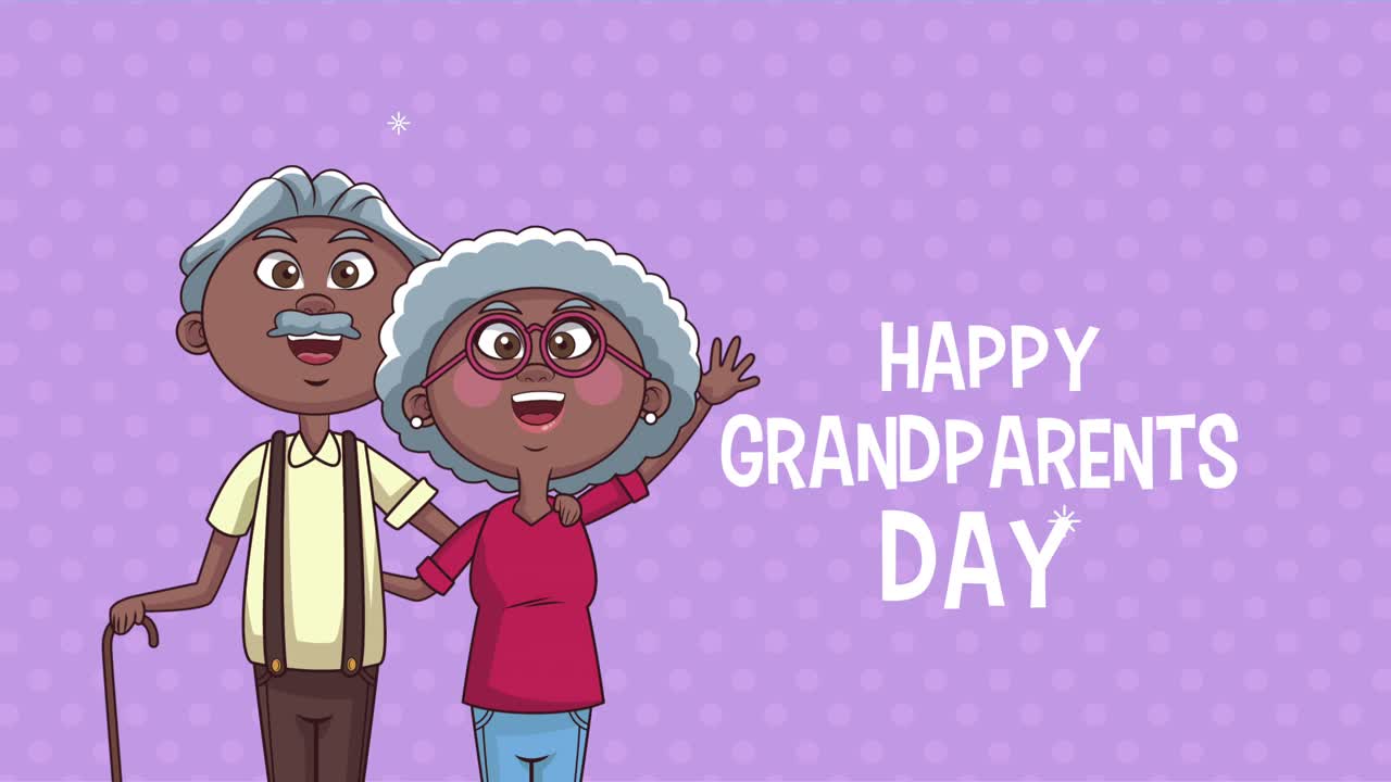 happy grandparents day lettering with afro couple