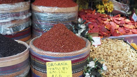 spices and dried fruits at a turkish market