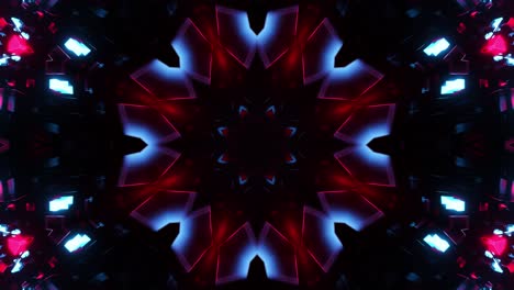 diseño abstracto azul y rojo con fondo negro. ciclo de caleidoscopio vj