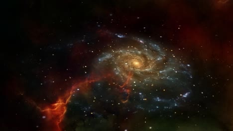 Blick-Auf-Den-Raumflug,-Der-Sich-Der-Galaxie-Nähert