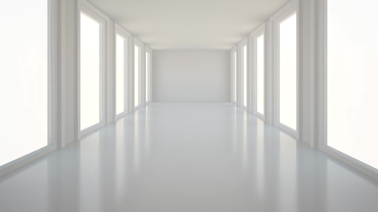 Animation of multicoloured abstract shapes over white modern interiors