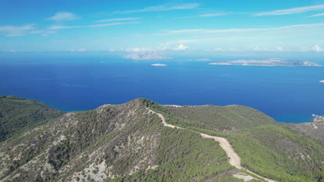a breathtaking aerial view of the majestic greek ocean and mountains