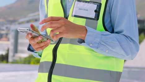 phone, engineering or hands typing in city