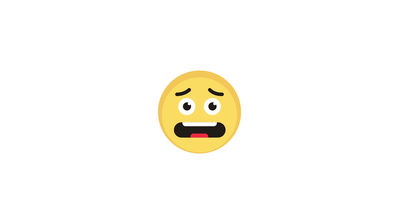 Animated Yellow Emoji Face Showing Surprised and Scared Expression