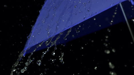 rain falling on blue umbrella