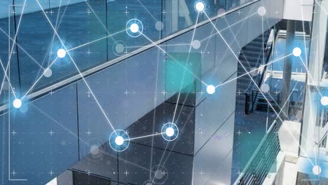 animation of network of connections over modern office