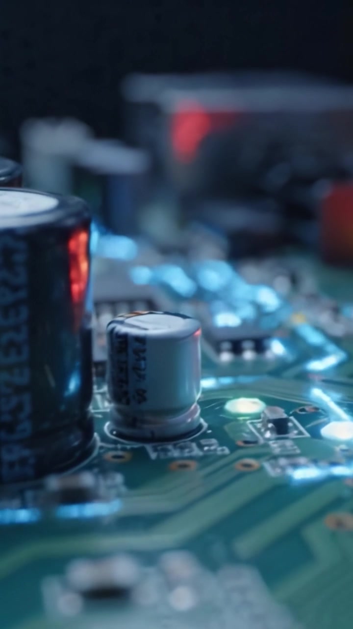 Intricate Close-Up Views of a Circuit Board Highlighting Advanced Microchip Technology and the Complex Design of Modern Electronics