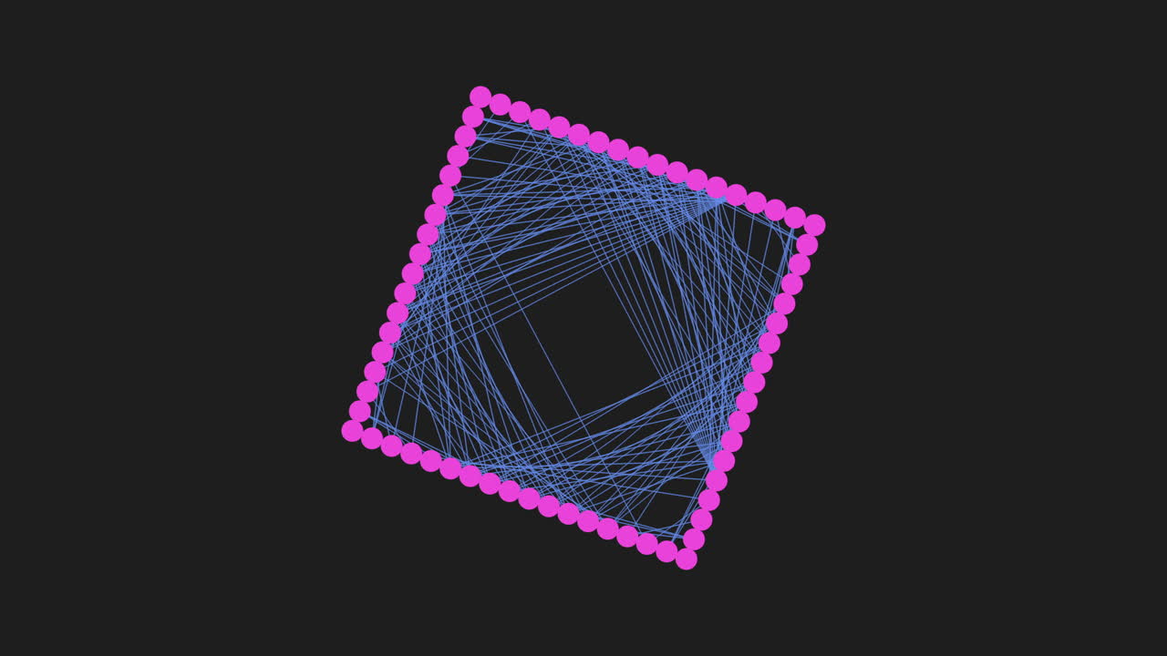 어두운 공간에 무지개 점이 있는 미래형 네온 광장