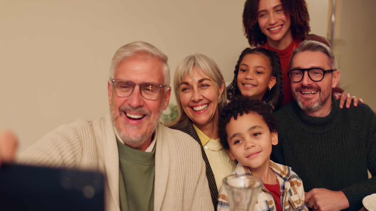 A multi-generational family takes a selfie