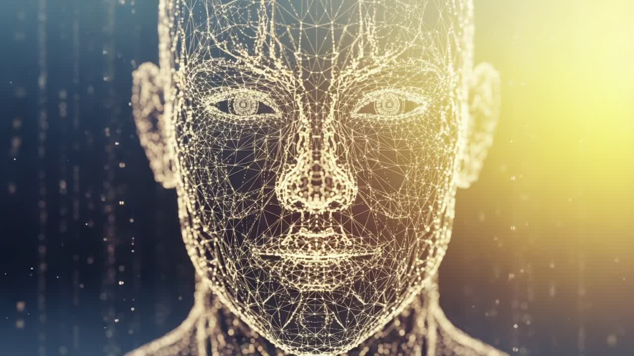 A Captivating Visual of Human-Like Digital Rendering Showcasing Intricate Neural Patterns and Vivid Colors Representing the Intersection of Technology and Humanity