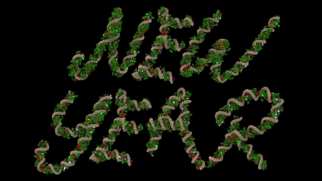 애니메이션 크리스마스 꽃받침 새해를 형성하는 글 글자