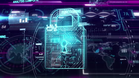 animation of digital icon and data processing on interface