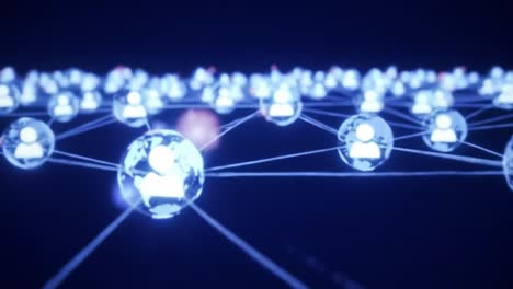 digital connections: a glimpse into the expansive network of global communication and interaction through virtual user representations and data sharing.