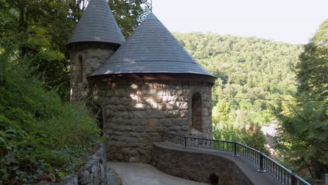 hungary, lillafüred, walking towards the fort tower in the park