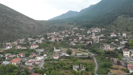 aerial panoramic view of small village high at mountains greece epirus traditional village amazing nature