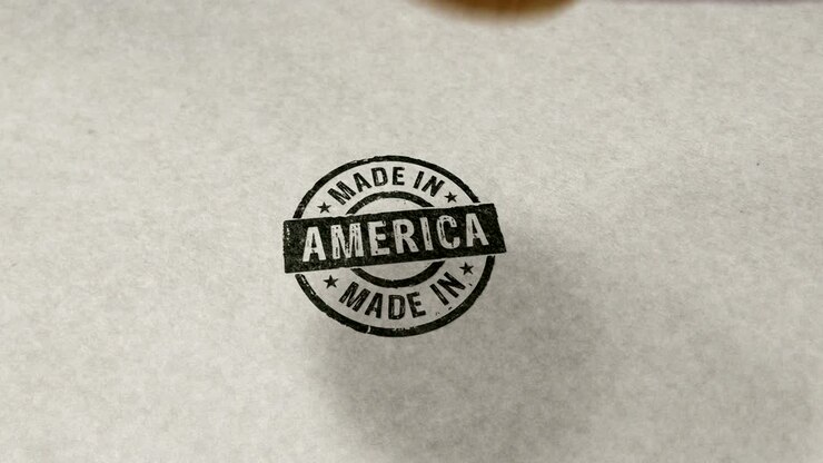 Stempel "Made in America" dan animasi putaran stempel