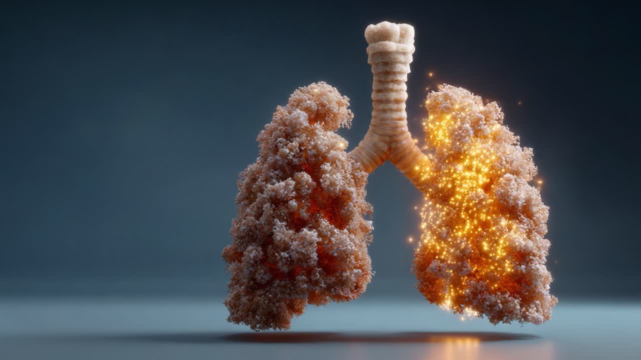 An Artistic Representation of Lungs Embellished with Glittering Particles, Symbolizing Vitality, Breath, and the Essential Role of Respiratory Health in Human Life