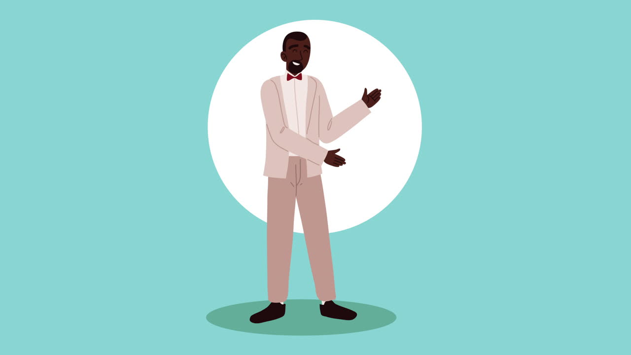 Man in Formal Wear Presenting