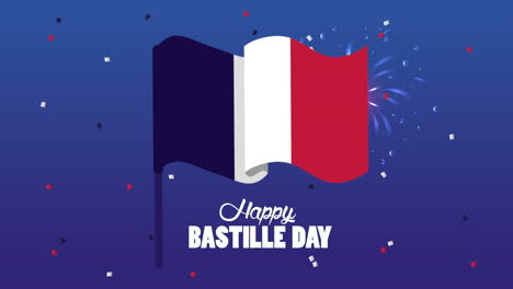 gelukkige bastille day viering met franse vlag en vuurwerk