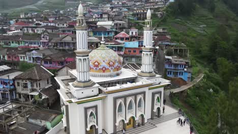 aerial view from the viewpoint of the mosque, nepal van java which is a tourist village on the slopes of mount sumbing, magelang, central java