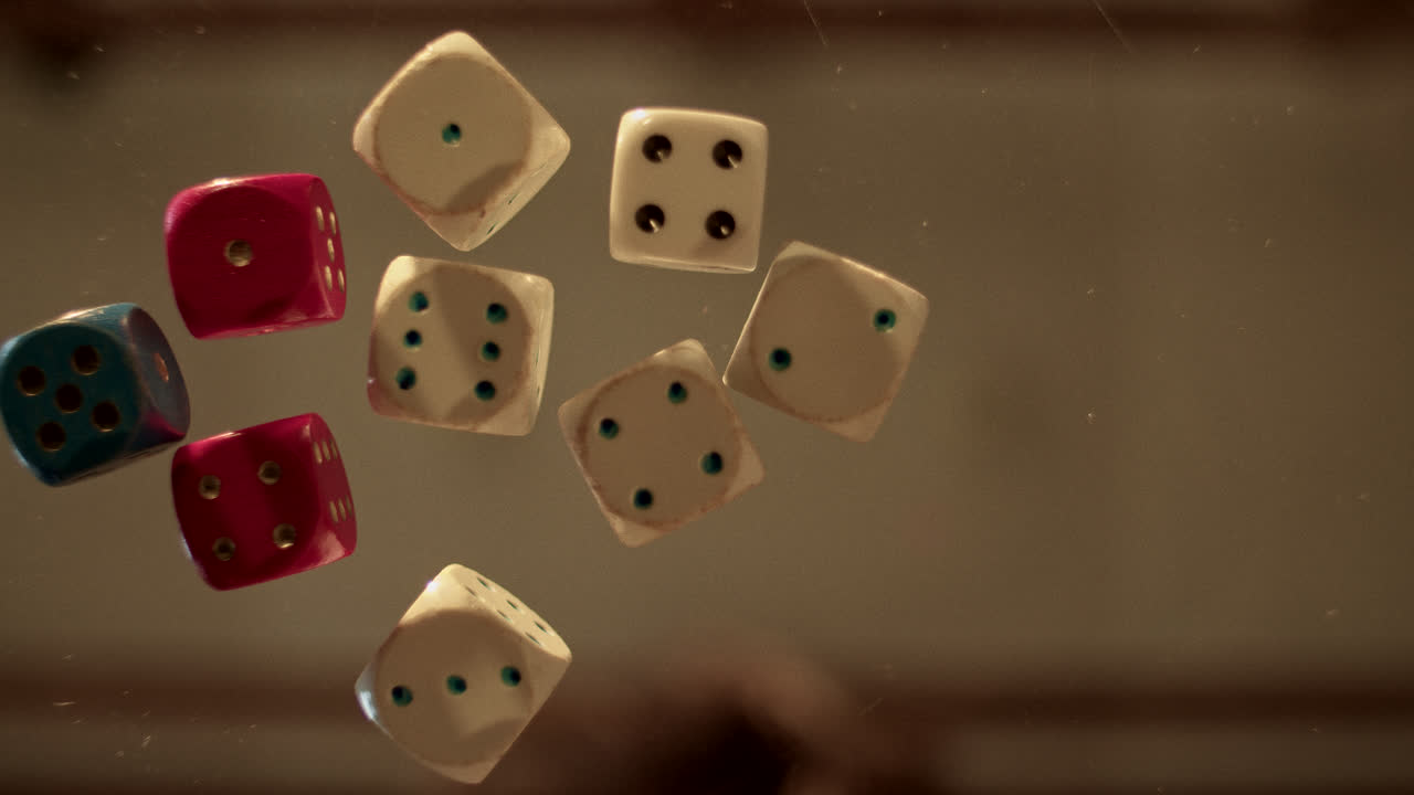 Colorful Dice in Motion