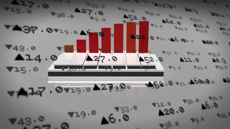 colorful statistical data processing over stock market data processing against grey background