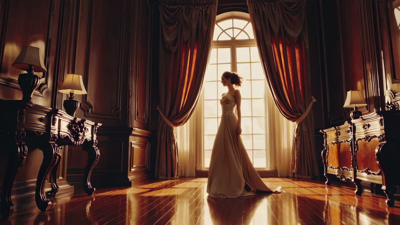 Elegant Lady in a Grand Room