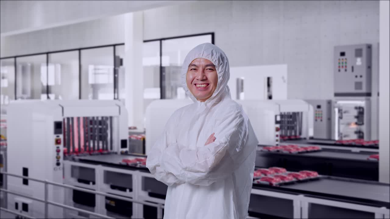 Smiling Food Processing Worker in a Factory