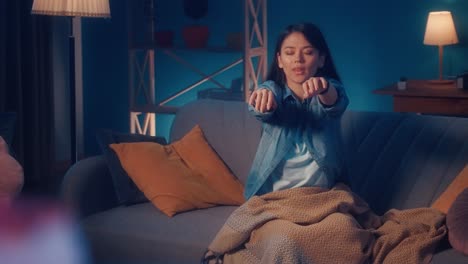 woman relaxing and ill at home