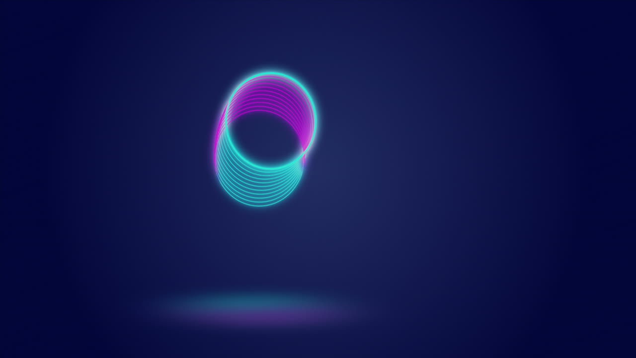 animación de círculos iluminados en movimiento contra un fondo abstracto.