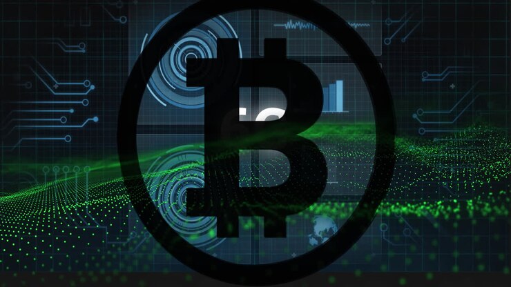Animazione di elaborazione dati su bitcoin.