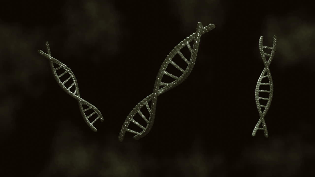 animación de cadenas de adn sobre un fondo negro