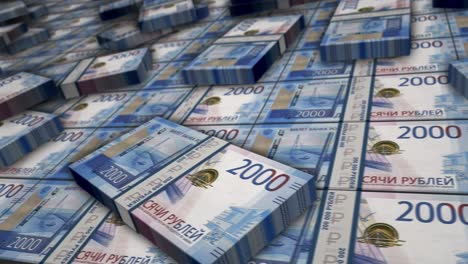 rublo ruso rublo dinero billete animación de bucle de paquete